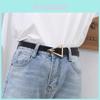 Chic Minimalist Black Women's Belt With Unique Triangle Gold Buckle For Fashionable Outfits