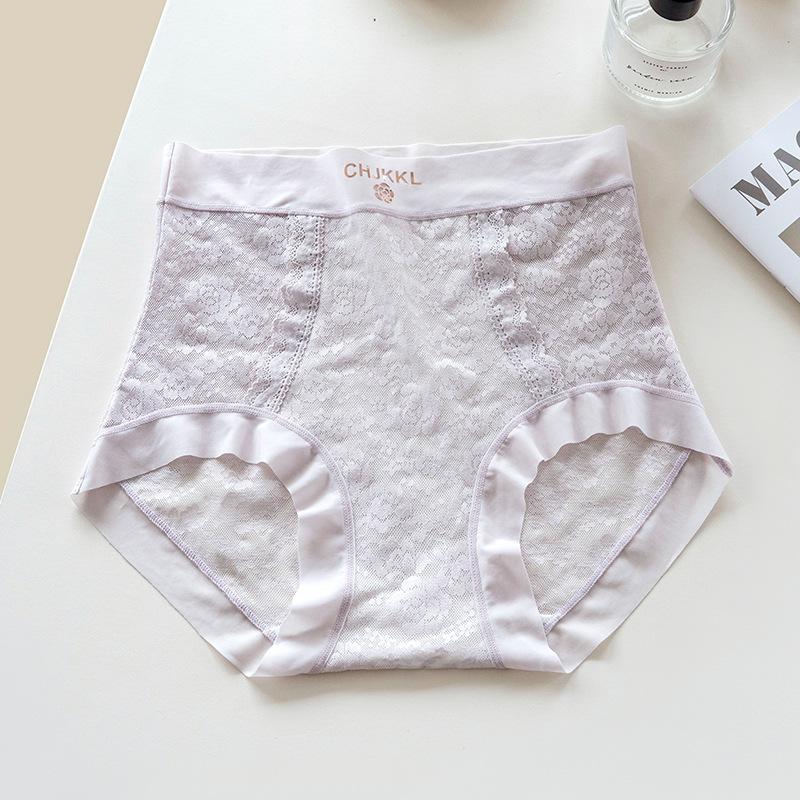 Big Size Female Summer Thin Sexy Lace Mulberry Silk Extension Crotch Without Mark in High Waist Triangle Briefs