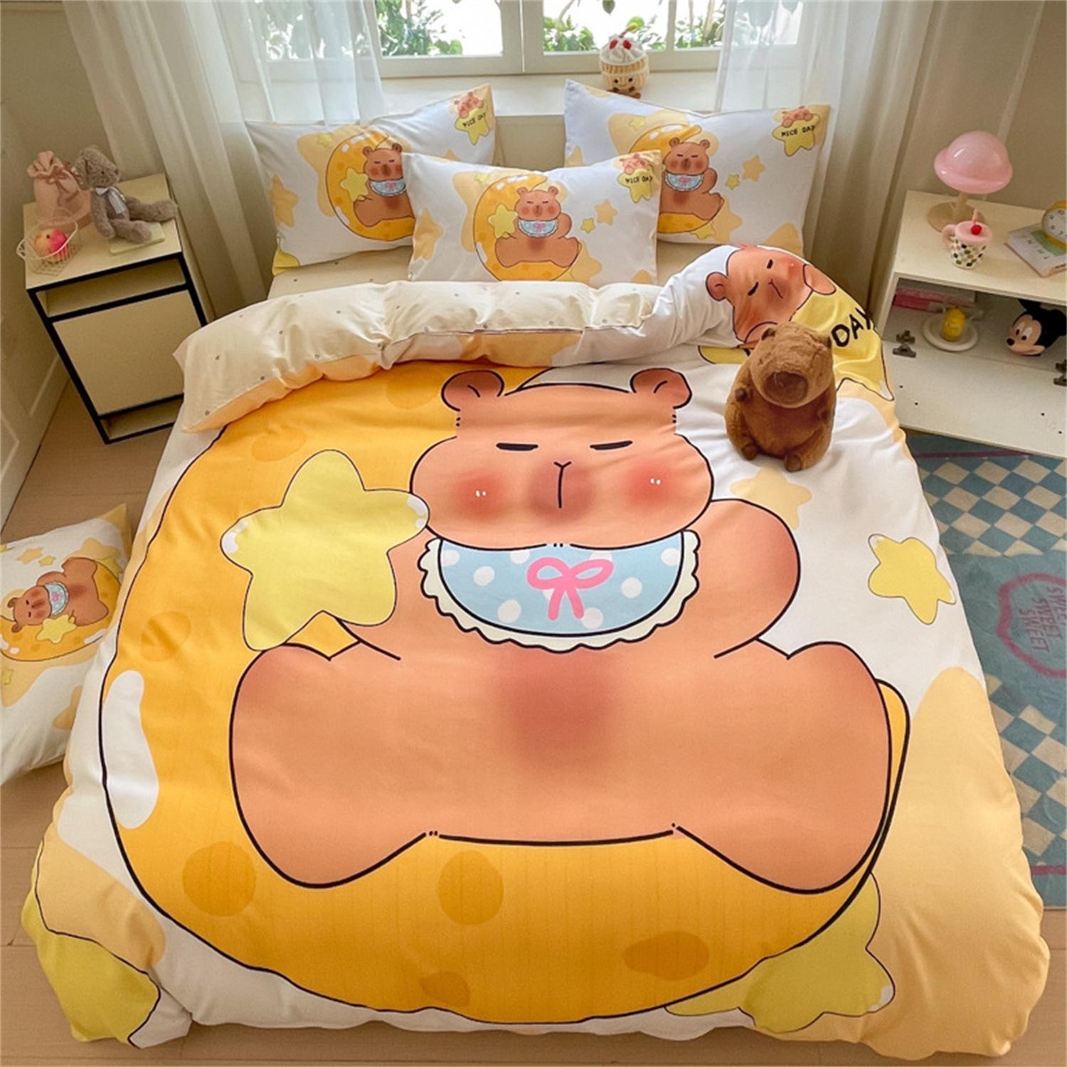 

Постельное белье с капибарами 3D дизайн милые животные комплект пододеяльника микрофибра пододеяльник для семьи, пары, детей наволочка кинг 90x200cm