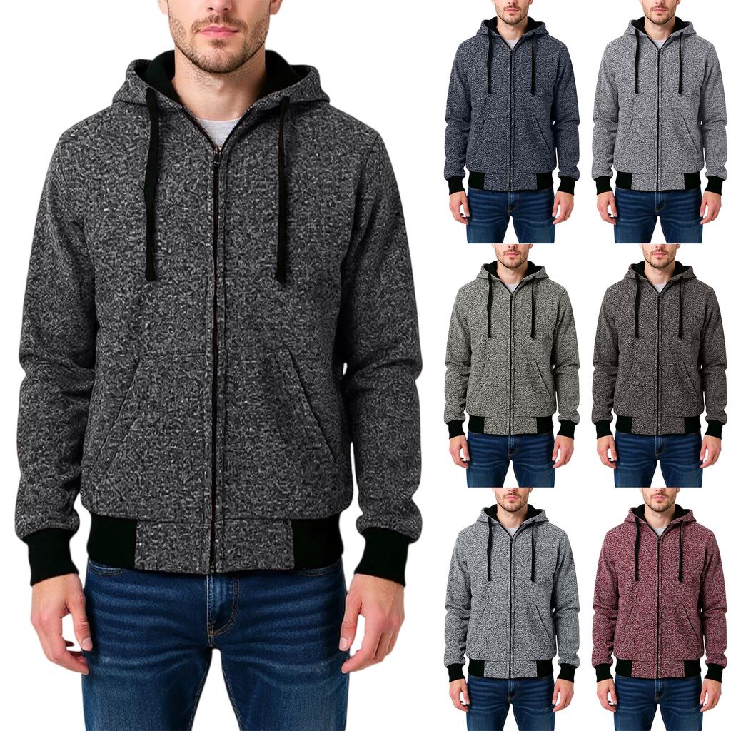 Men's  Leisure  Long Sleeves  Zipper  Hooded Hood  Hoodie  Coat  Hooded Hood