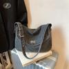 Simple casual commuting large-capacity bag women's new imitation denim tote bag versatile niche trendy armpit bag