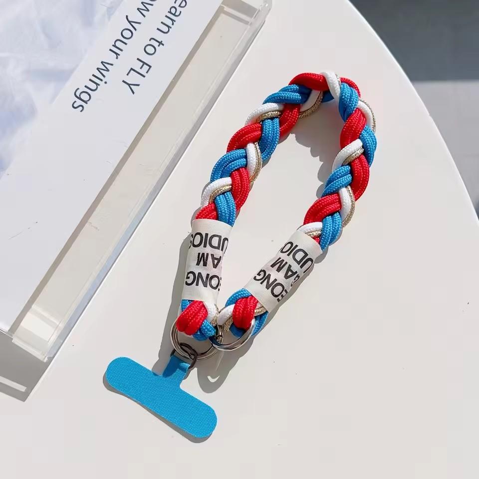 Short Hand Wrist Strap Colorful Accessories for Mobile Phone Color Collision Lanyard Wristband Hanging Rope for Cell Phone Case