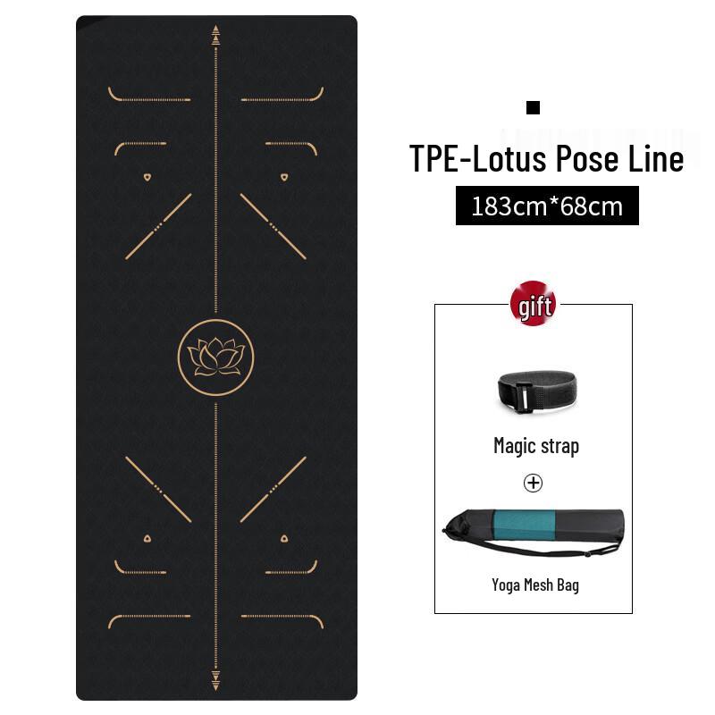 Sanfan 6mm Natural Rubber Yoga Mat with Lotus Alignment Lines