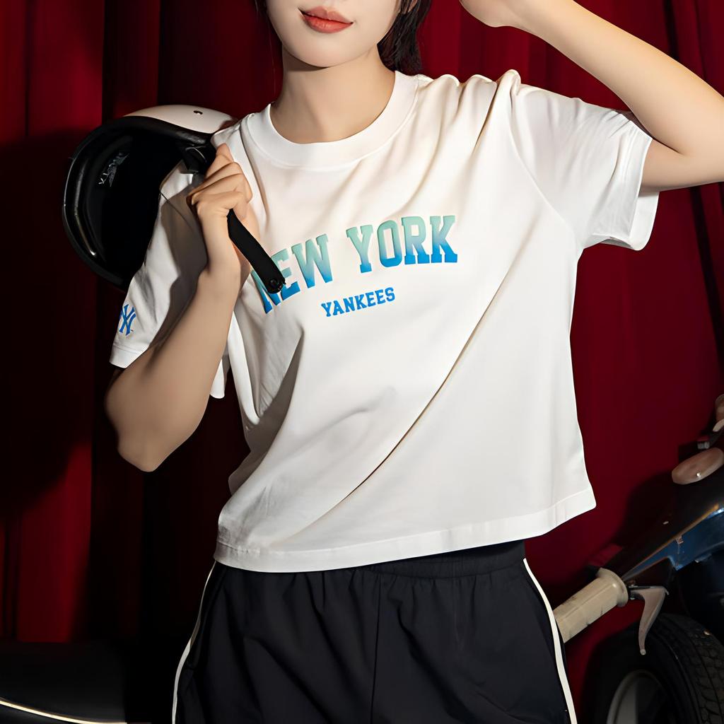 New MLB New York Yankees T Shirts Women's Ecru 3FTSV1443-50WHS