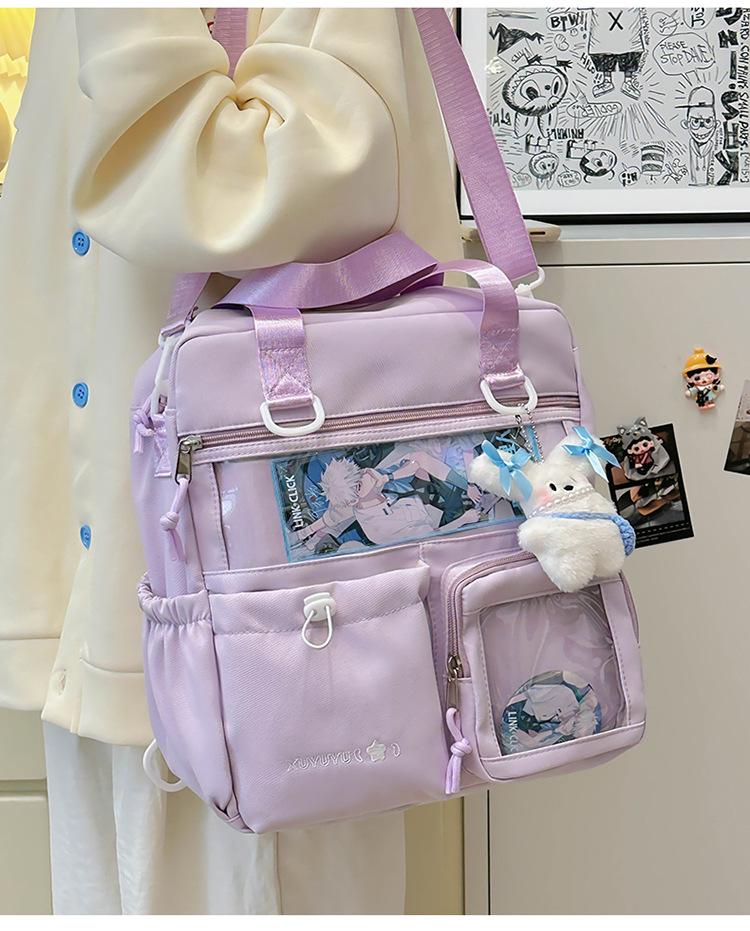 Hand carrying tutoring bag Cartoon cloth bag Middle school student schoolbag One shoulder messenger bag High school large capacity Multi-purpose