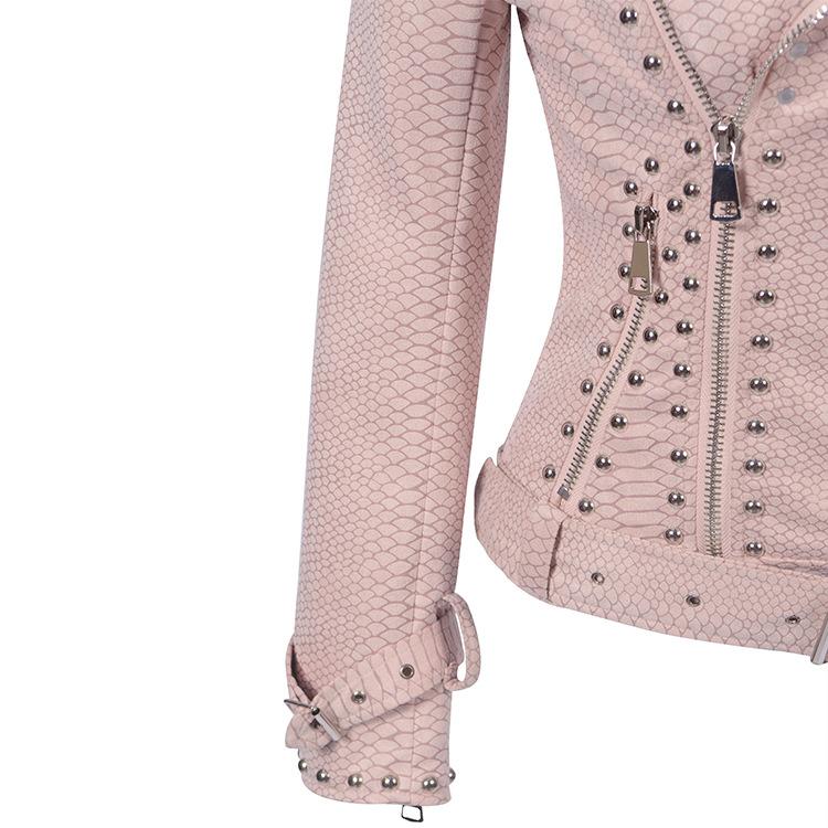 Cross Border Exclusive + Hot Fashion Rivet Lapel Zippered Jacket