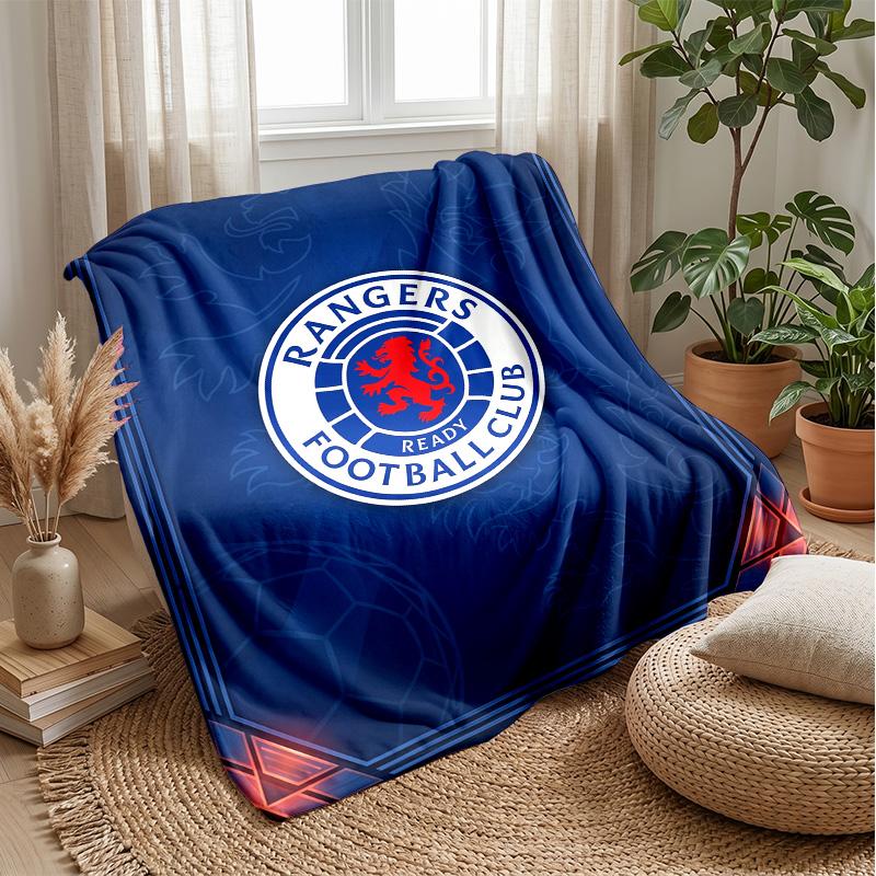 Rangers FC Weiche Flanell-Fleece-Decke Leicht Gemütlich Warm Überwurfdecke für Sofa Bett Heimdekoration