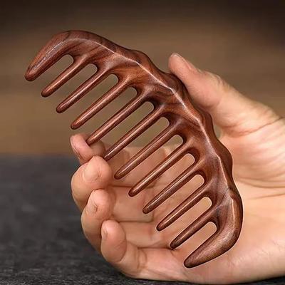 Hair Comb Natural Sandalwood Comb Solid Wood Wide Narrow Tooth Anti Static Hair Beard Styling Tool Handmade Gift for Men Women