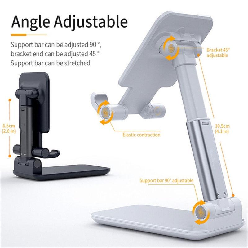 Suporte Dobrável Elevatório para Celular, Altura Ajustável em 2 Níveis, com Almofada de Silicone Antiderrapante