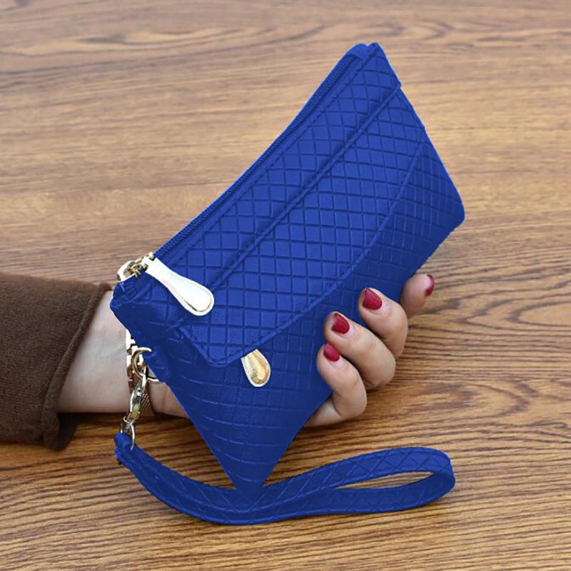 Bag Women 2025 New Simple Women's Clutch Bag Korean Version Embossed Plaid Small Bag Coin Purse Card Bags