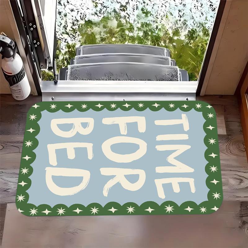 

Extremely Simple Blue-green Text Carpet Artistic Text Decorative Door Mat Living Room, Bedroom Entrance Carpet 40cm x 60cm