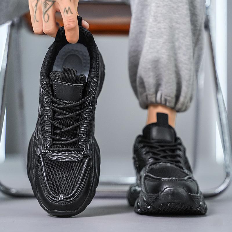 2025 Autumn New Men's Platform Dad Shoes Versatile Student Casual Sports Shoes Mesh Breathable Running Men's Shoes