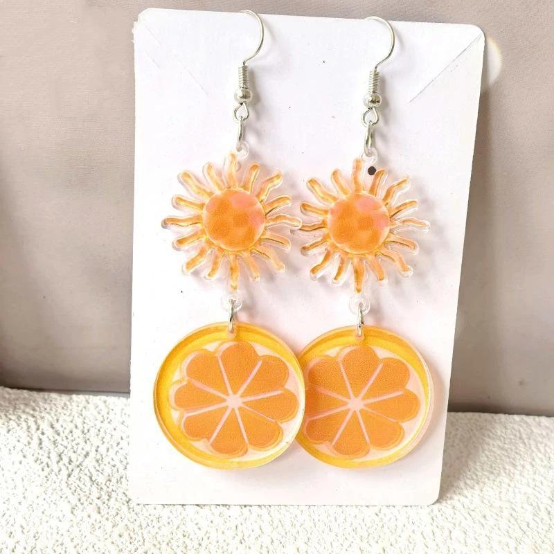 2D Flat Acrylic Dangle Earrings For Women Flower Animal Drop Earrings For Summer Daily Wear Party Jewelry
