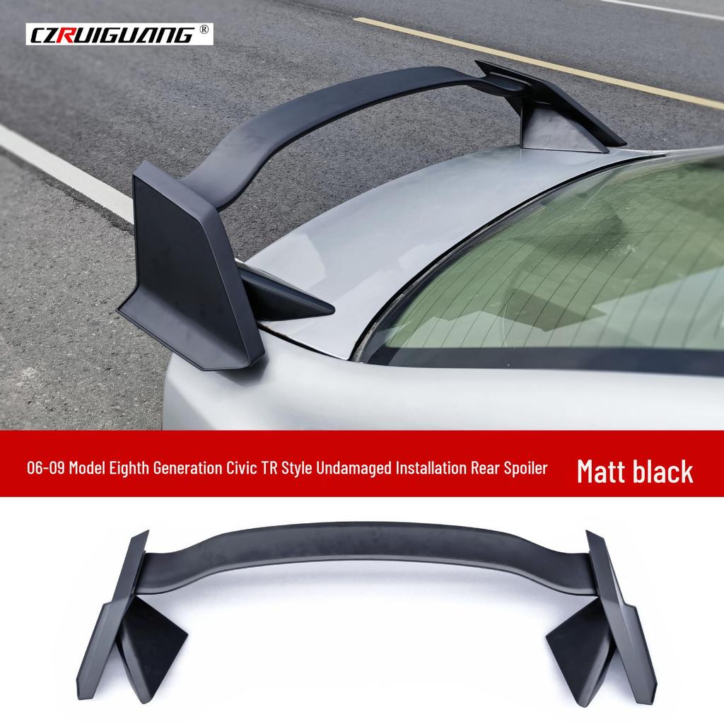 TR Style Rear Wing Spoiler Kit: Fits 2006-2009 Honda Civic, Non-Destructive Install