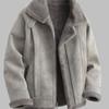 Herren Faux Fur Kragenlose Kapuzenjacke Winter Warm Oberbekleidung Lässig Streetwear Verdickt Leichter Mantel