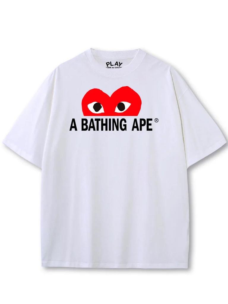 Übergroßes Baumwoll-T-Shirt mit Play-Print