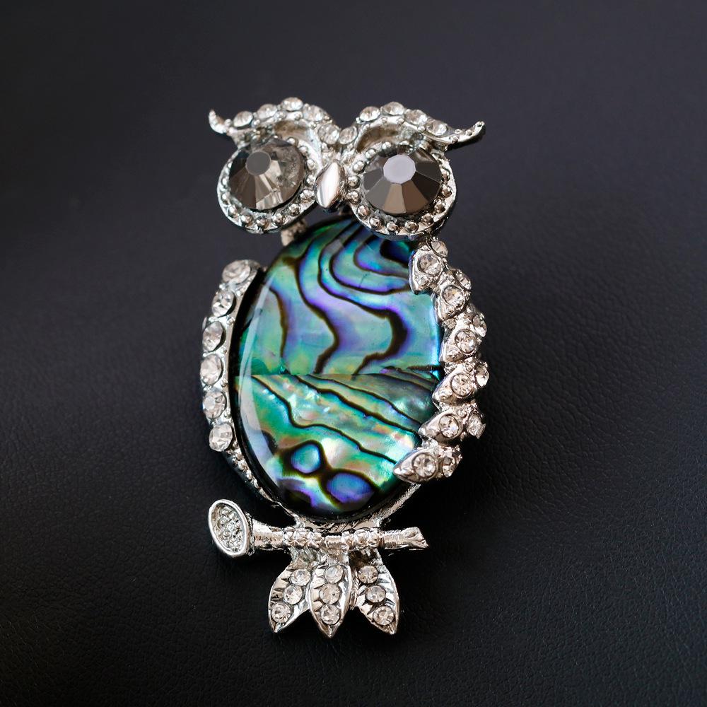 Women Fashion Owl Shell Broochpins Elegant All-match Scarf Buckle Suit Brooches Decoration