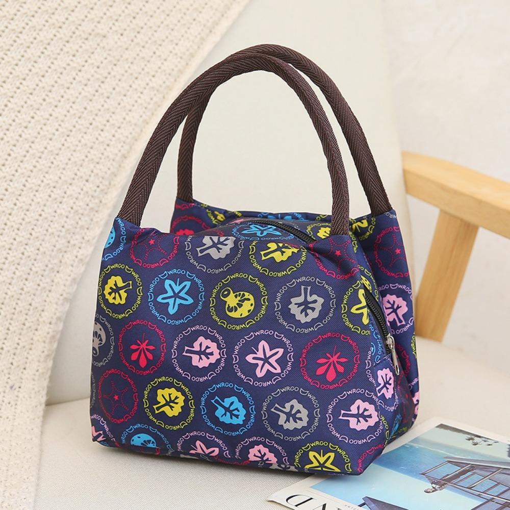 Portable Nylon Floral Print Tote Bag Waterproof Multifunctional Women Handbag Mommy Bag For Picnic Travel
