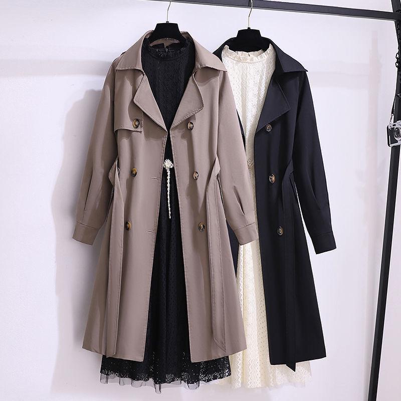 British Style Cotton Trench Coat - Women's Trendy Spring/Autumn Mid-Length, Petite, Slimming, 2025 Collection.
