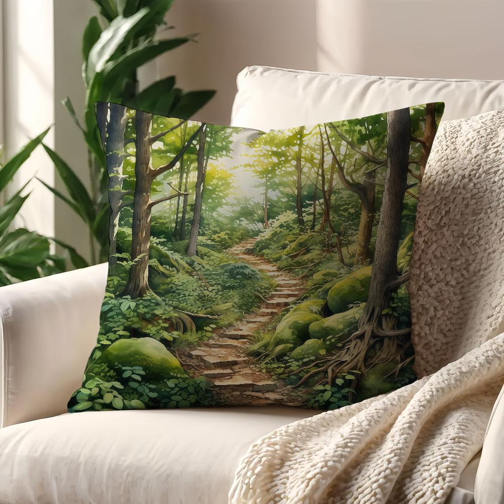 Vibrant Forest Green Cushion Cover For Pillow Printing Sofa Decoration Home Car Room Coffee Shop Office Nordic Simplicity
