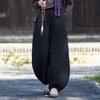 Johnature Women Vintage Bloomers Pants Winter Elastic Waist Solid Color Trousers Warm Loose Pants