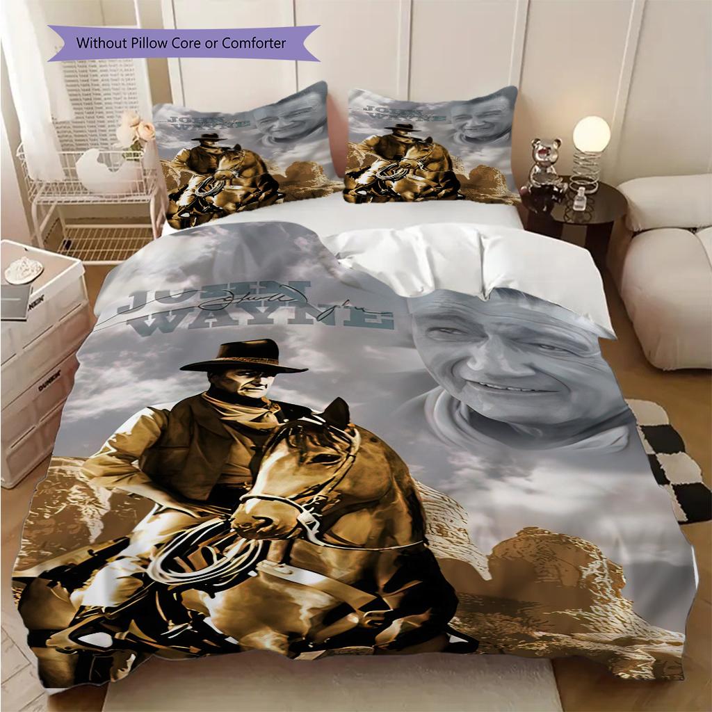 John Wayne's Retro Western Movies bedding, duvet cover, pillowcase, home decoration, birthday gift (1 * duvet cover+2 * pillowcase, coreless)