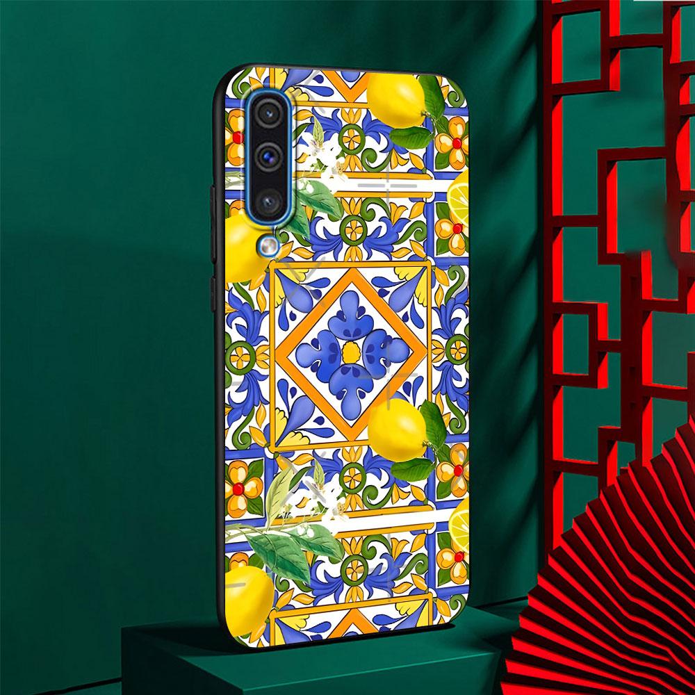 Mediterranean Lemon Case for Samsung Galaxy A10s A50 A50s A02s A03s A20 A30 A20e A70 A70s A20s A30s A10 TPU Black Phone Cover