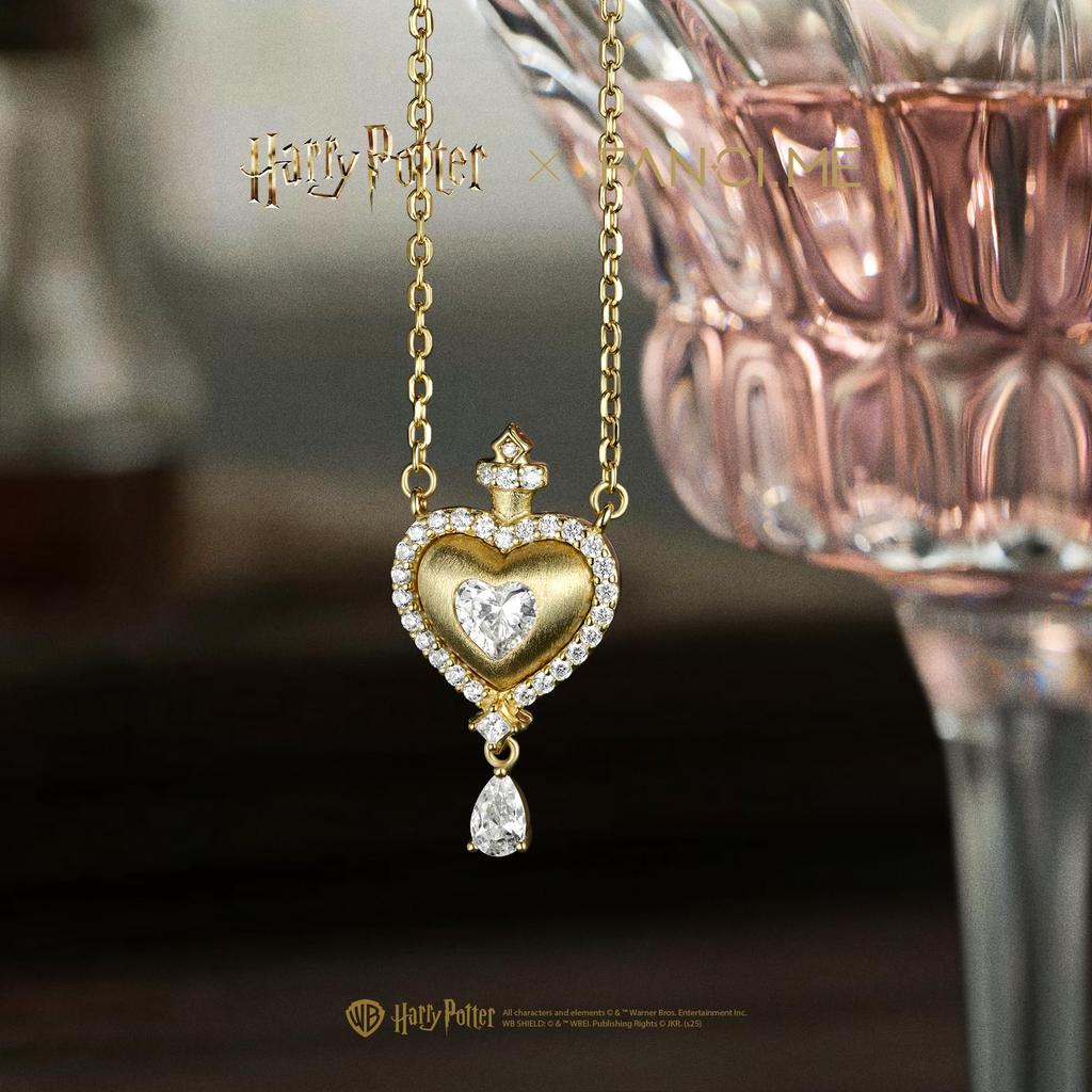 x Harry Potter Official Collaboration Amortensia Necklace for Precious Harry Christmas Gift Women, Silver, Metal, Potter, Halloween, (Gold)