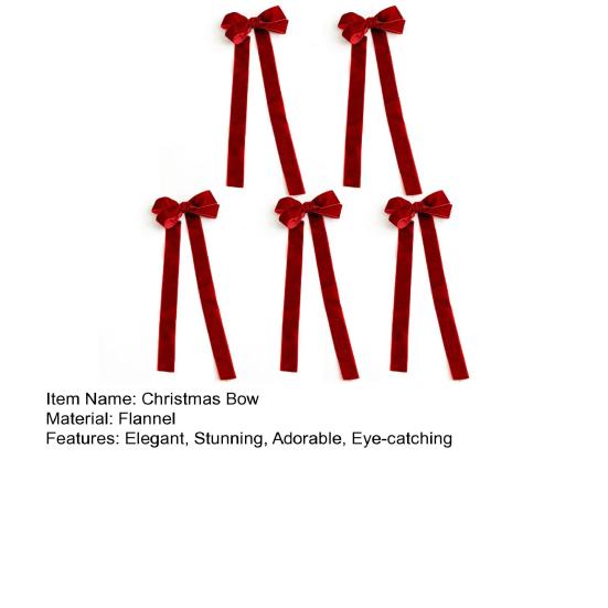 Vintage Velvet Ribbon Bows Christmas Tree Decoration 4" x 10" Rustic Bow Christmas Ornament for Tree Party Front Door Wreath Garland Holiday Decor