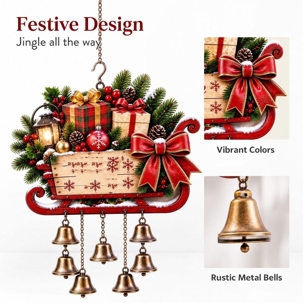 Christmas Bell Acrylic Suncatcher for Window Decoration, Holiday Window Decor