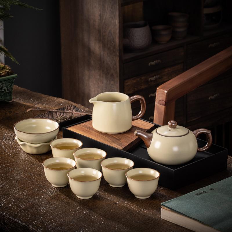 Ceramic Yellow Ru Kiln Tea Set Open Film Can Be Raised With Gift Box Business Souvenir Gifts