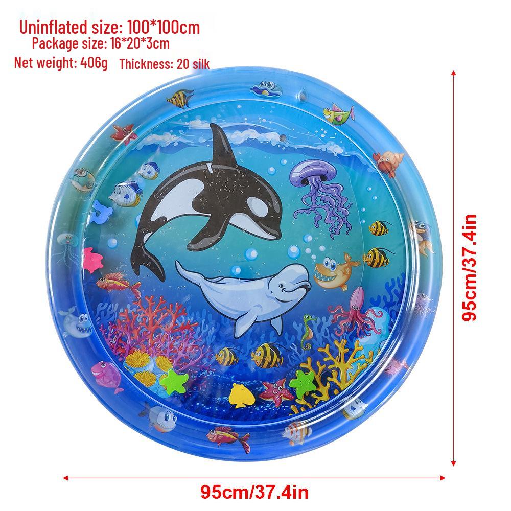 Inflatable Round Pat-Pat Water Mat for Babies & Toddlers - Marine Life Crawling Play Mat
