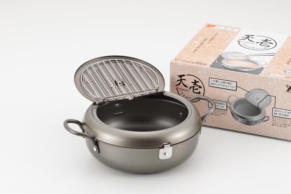 New Yoshikawa Tenichi Tempura Pot with Lid, 22cm, IH Compatible, Made in Japan, Gift Wrapping Available