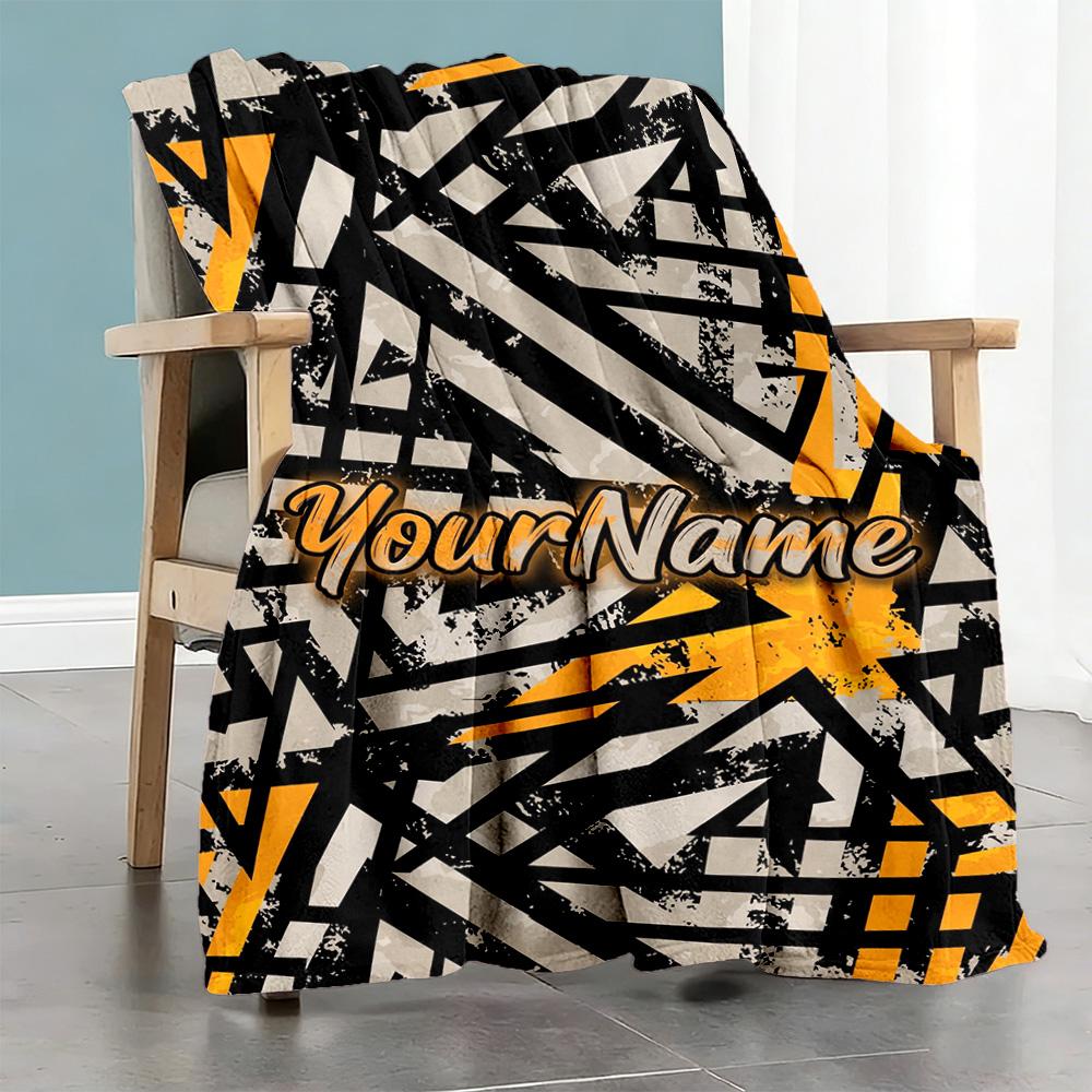 Ethnic Tribal Patterns Personalized Name Blanket Cozy Personalized Blanket Warmthful Decor Throw For Seaside Office Chair Sofa Picnics