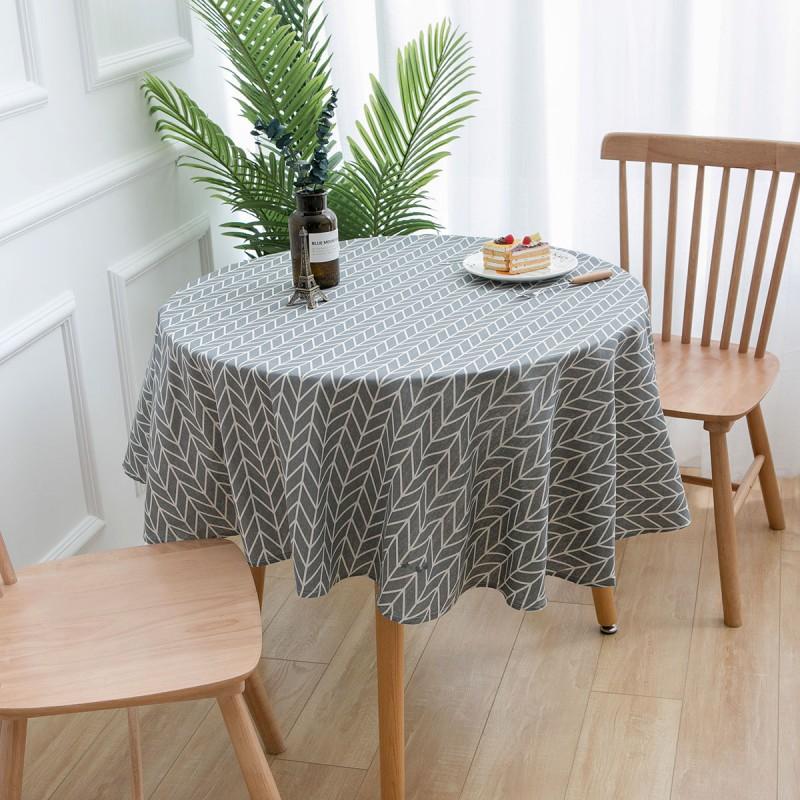 Round Cotton Linen Tablecloth 150cm Modern Minimalist Marble Print Dining Table Cover Kitchen Home Decor