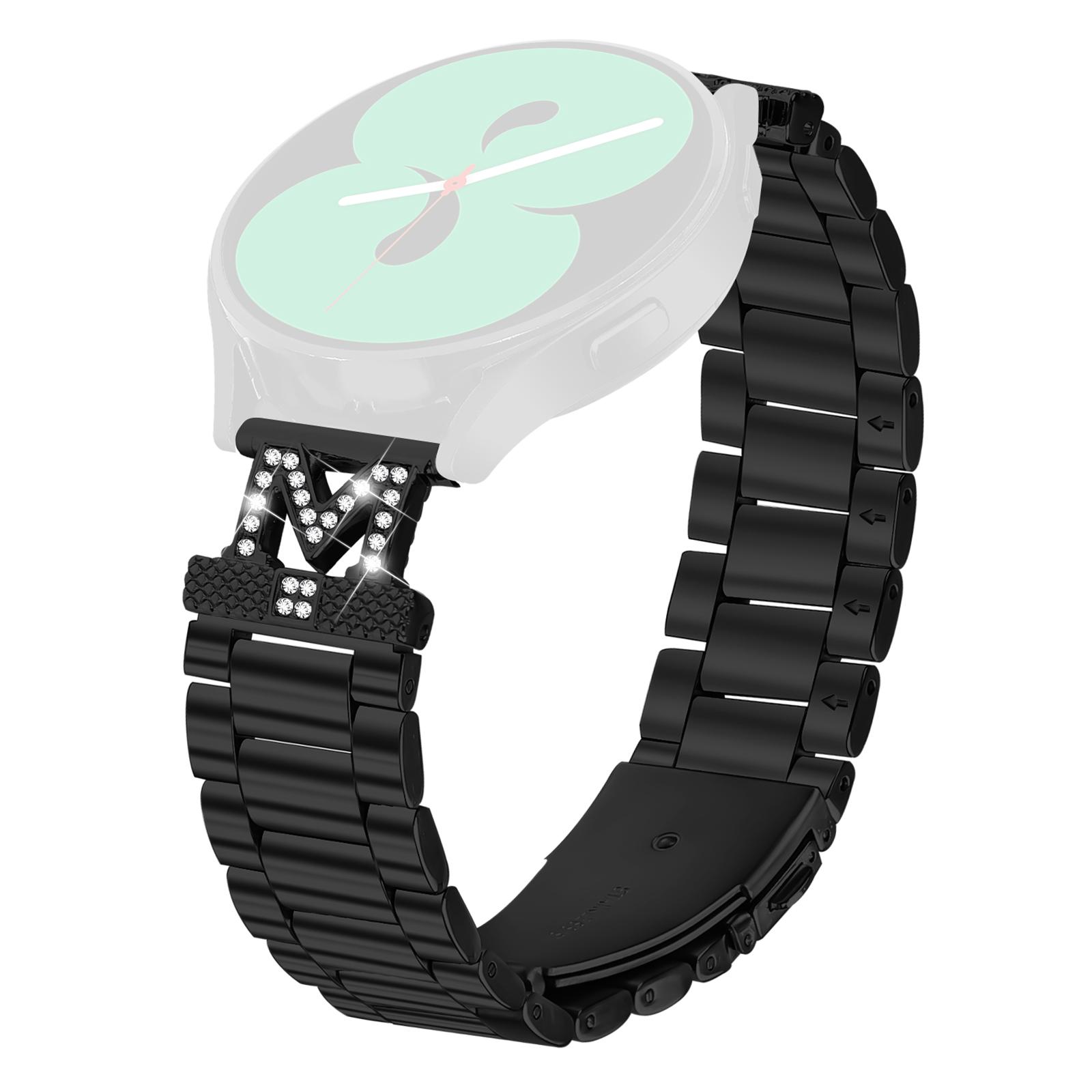 

For Huami Amazfit GTS 4 Mini Replacement Strap M-Type Rhinestones Decor Stainless Steel 3-Bead Watch Band A