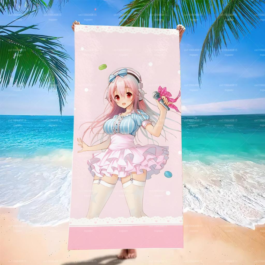 Super Sonico Beach Towel, Cute Anime Idol Quick Dry Polyester Pool Towel