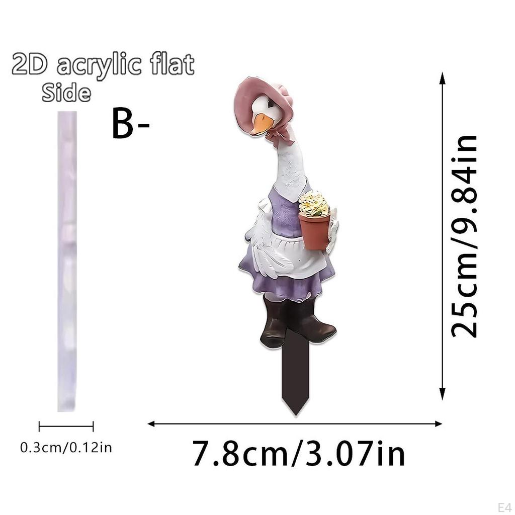 2D Acrylic Duck Garden Ornament, Lawn Stake, Bonsai Sign