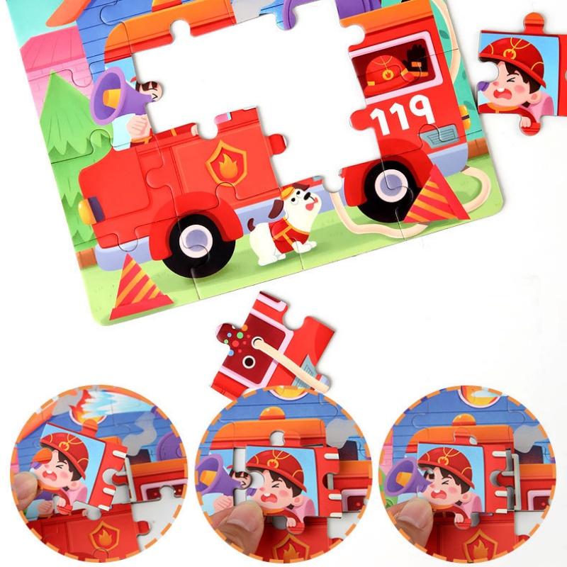 Dzieci Przenośne Magnetyczne Drewniane Puzzle Wzór Kreskówkowy Cicha Książeczka Puzzle Gra Dzieci Zabawki Edukacyjne Montessori