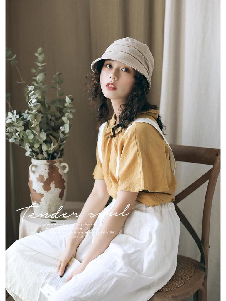 Damen Frühling/Sommer Koreanischer Stil Entenschnabel Baskenmütze: Retro Plissee Fischerhut mit kleiner Krempe für trendige Urlaubskleidung.