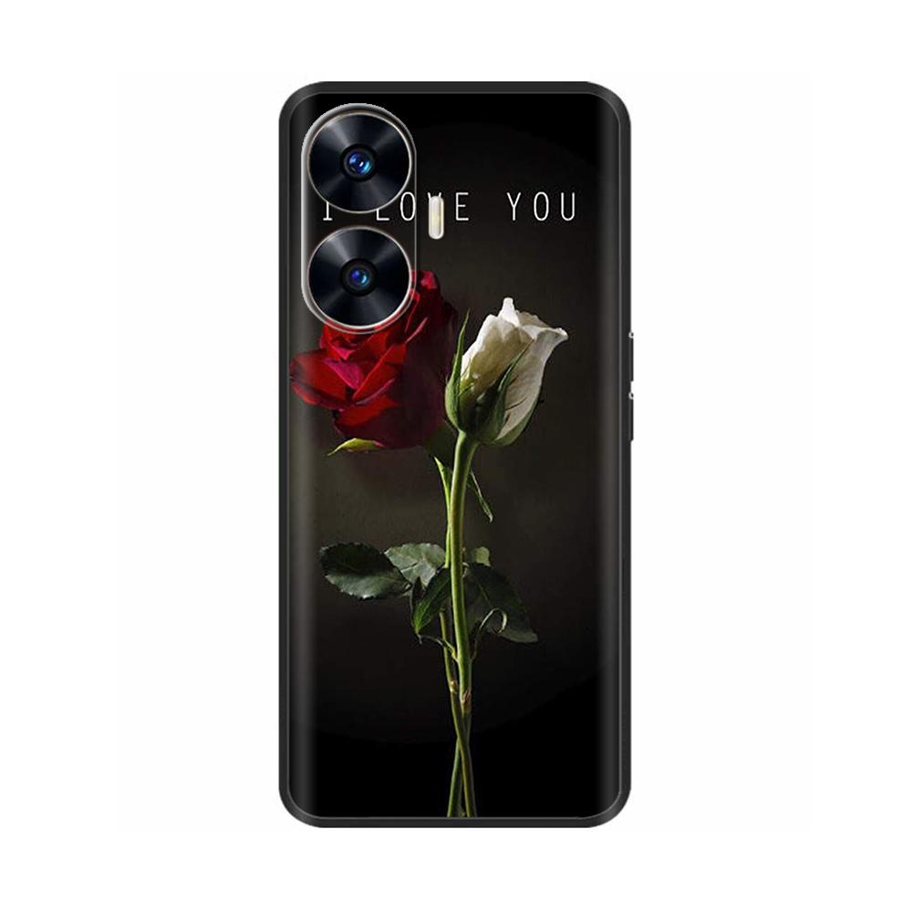 For Realme C55 Case C 55 4G Soft Silicone Back Cases For OPPO Realme C55 RealmeC55 Phone Back Cover 6.72" Black Bumper TPU Para