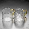 Heat-Resistant Hammered Glass Mug with Handle for Milk, Coffee, and Flower Tea