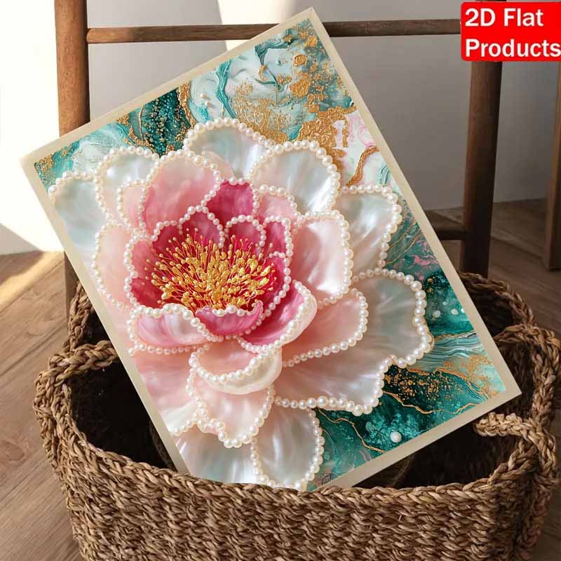 DIY rahmenloses Perlenkunst-Malset Elegante rosa Pfingstblume 3D-Perlenleinwand Handgefertigtes Bastelset für Erwachsene Wanddekoration Geschenk