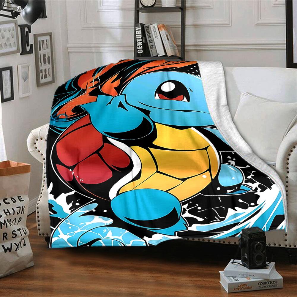 1pc Squirtle Flannel Blanket, Soft Skin Friendly with Digital Printing, Various Sizes Available for Family, Friends, Birthday