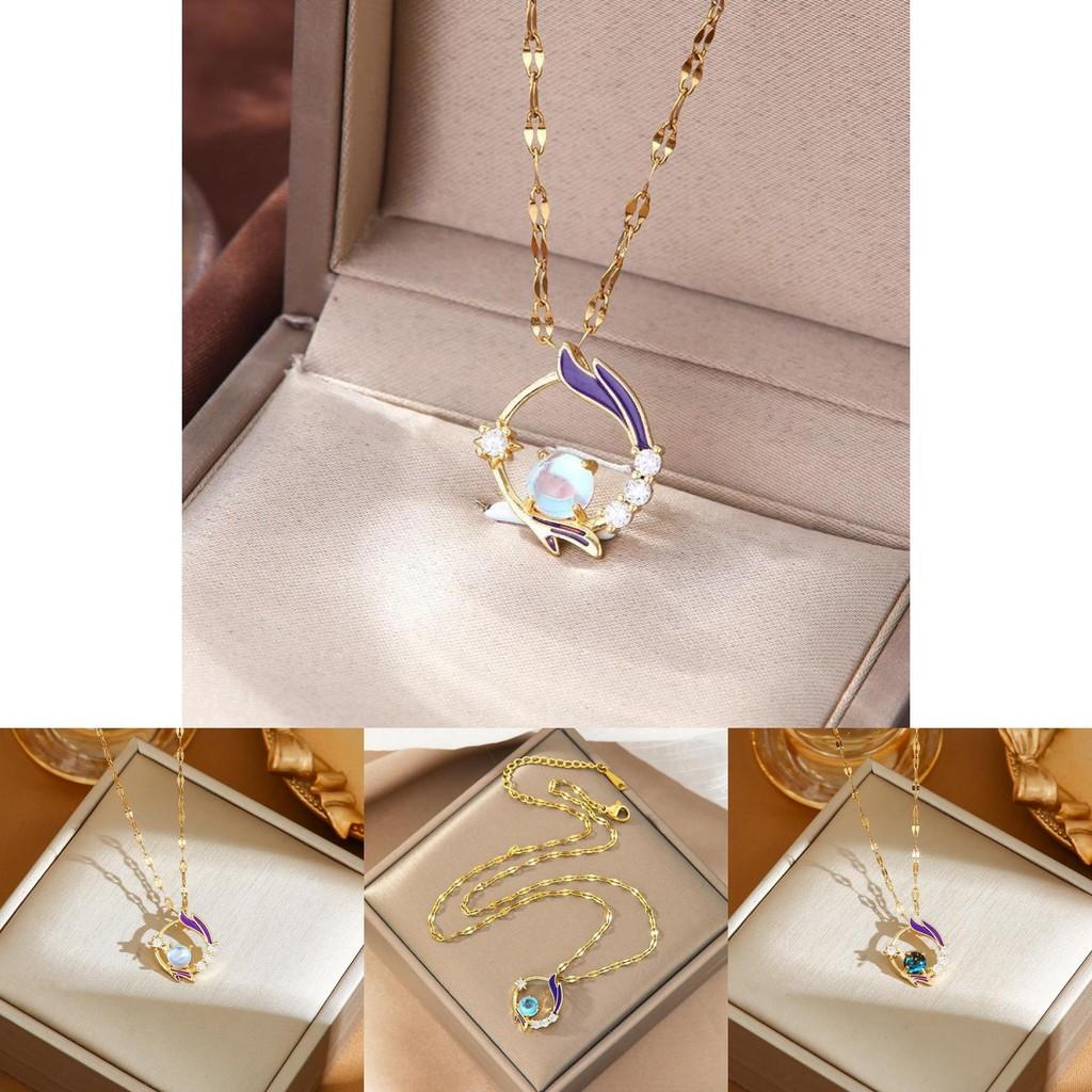 Elegant Ocean Inspired Titanium Steel Pendant Necklace For Women With Stylish Waves And Stars