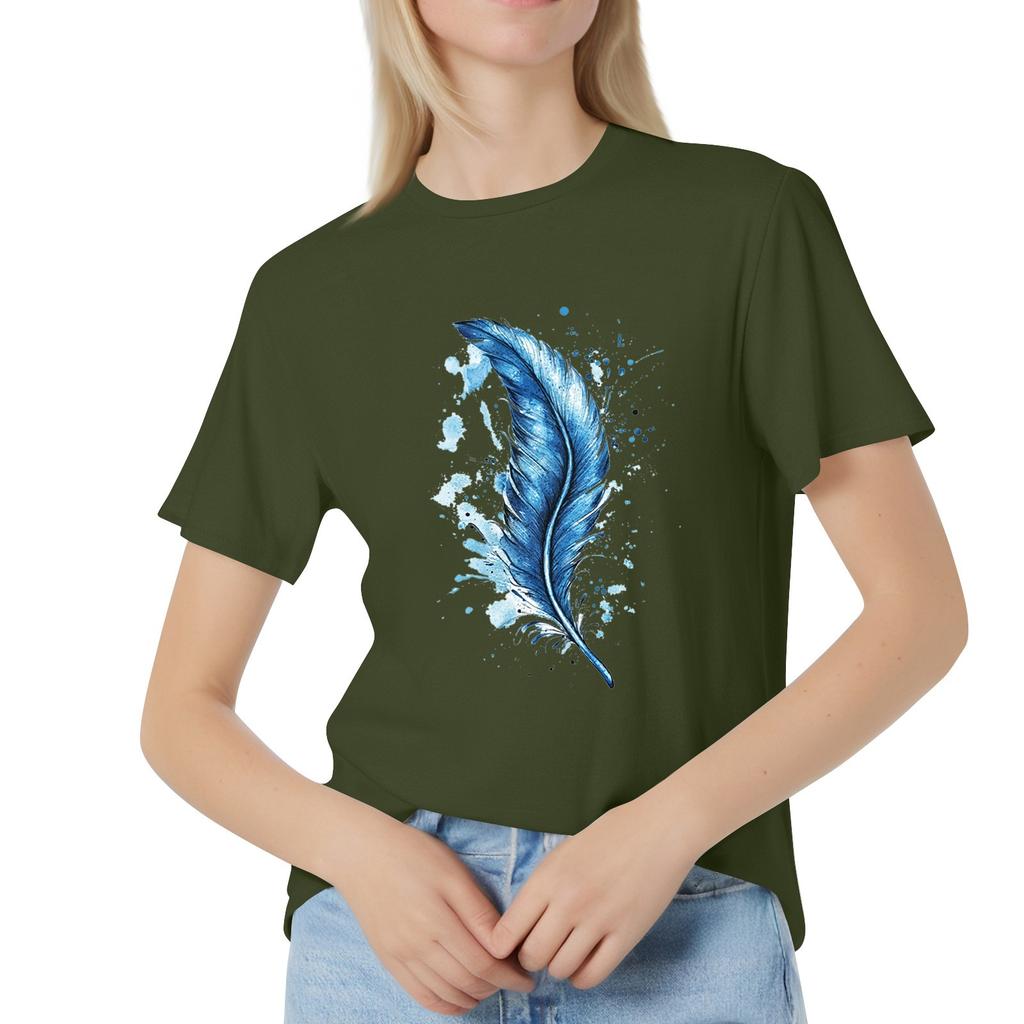 Women's Fashion Casual Printed Short Sleeve Round Neck Pullover Tops