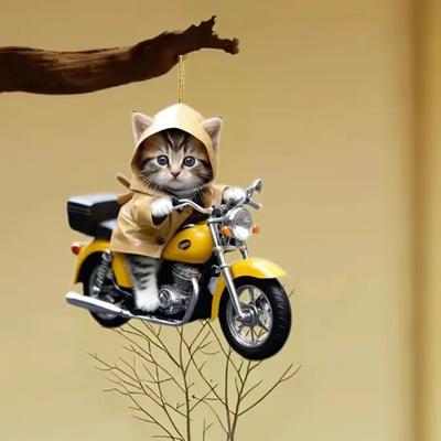 Yousheng Super Cute Car Mirror Hanging Ornament with Lanyard Easy To Hang Xmas Tree Cat Shaped Pendant Car Interior Accessories