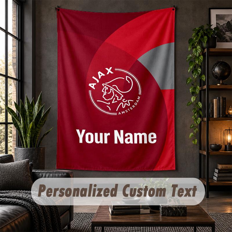 Personalized Wall Tapestry,Ajax Amsterdam Custom Text, Soft Fabric Wall Art For Indoor Decoration