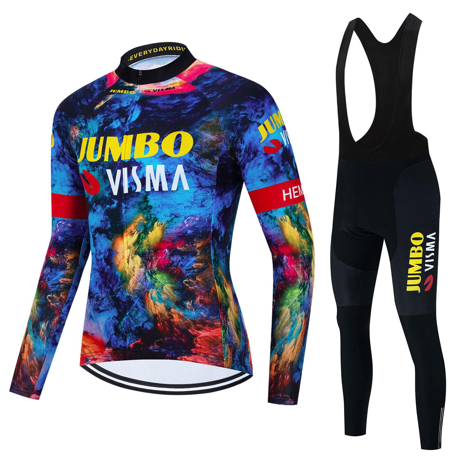 

2026 Autumn Breathable Cycling Suit, Team Version Thin Long-sleeved Cycling Suit, Breathable Men s Strap Suit, Spring and Autumn Style. XS