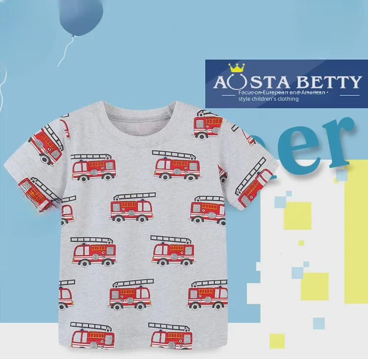 Kurzärmliges T-Shirt mit Rundhalsausschnitt und Cartoon-Motiv im europäischen und amerikanischen Stil für Jungen – Neu im Sommer